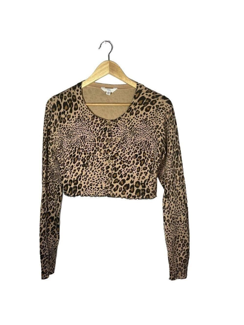 TIME and Tru Size S (4-6) crop top animal print long sleeve button down